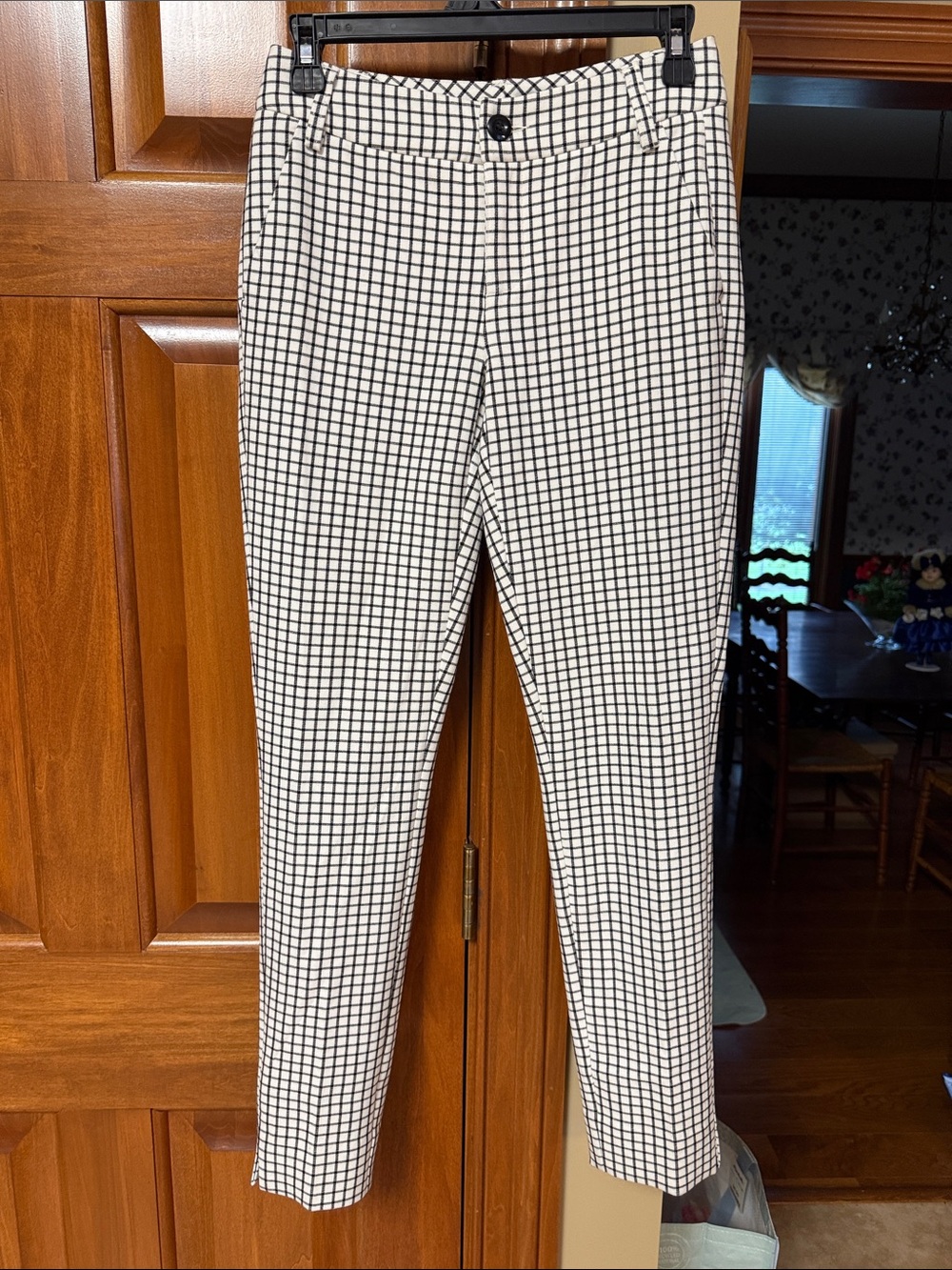 CAbi Black & White Windowpane Chinos